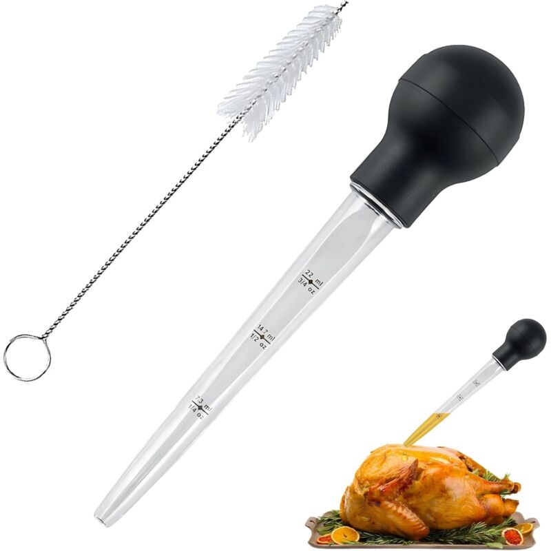 Saftbirne und Bürste, Truthahnspritze für Fleisch mit Reinigungsbürste, Truthahnbirnen-Set zum Kochen