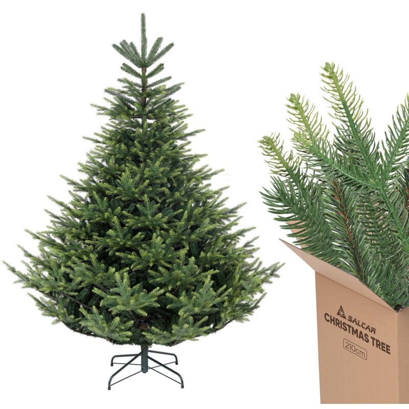 SALCAR Künstlicher Weihnachtsbaum Naturgetreuer Weihnachtsbaum Künstlich Tannenbaum Spritzguss Nordmanntanne, 210 cm