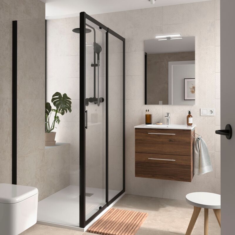 Badezimmermöbel SILANE 600 2 Schubladen NUSSBAUM MAYA + Waschtisch