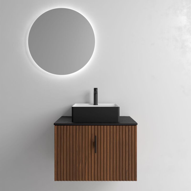 Salgar Schrank wandhängend BIBA 600 1 Metallschublade und versteckter Schublade NUSSBAUM MAYA 598 x 405 x 450 mm