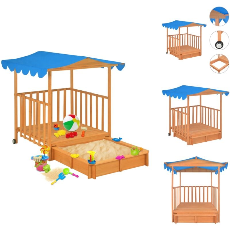 Sandkästen - Living Kinderspielhaus mit Sandkasten Tannenholz Blau UV50 - Blau