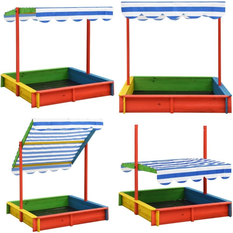 Sandkasten mit Verstellbarem Dach Tannenholz Mehrfarbig UV50 - Sandkasten - Sandkästen - Home & Living - Mehrfarbig