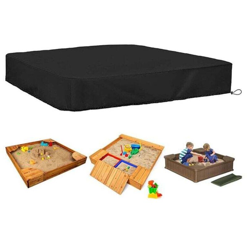 Sandkastenabdeckung quadratisch wasserdicht mit Kordelzug für Sandkasten 190T 150 x 150 x 20 cm