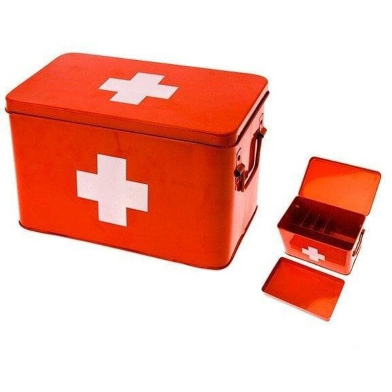 Tzmo Cross rote Metallapotheke 31,5x19x21 cm