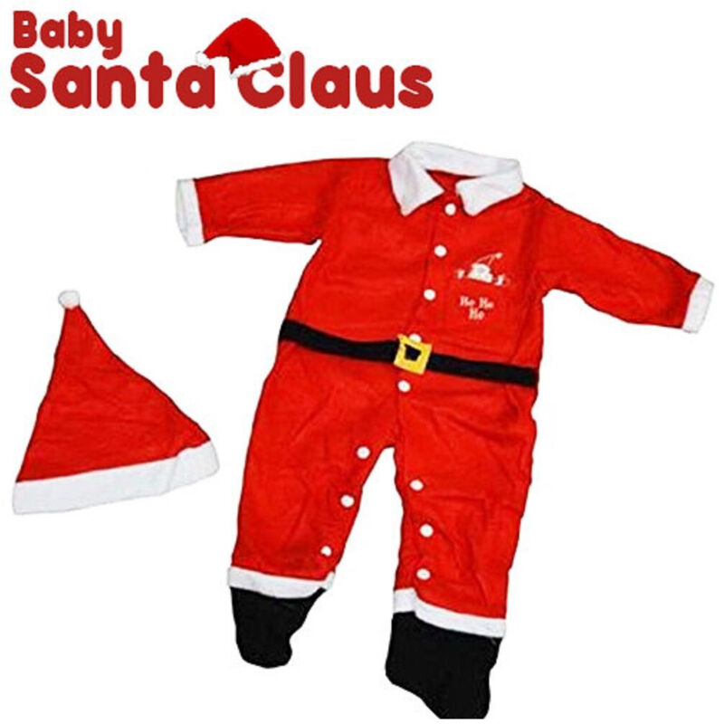 Trade Shop - Weihnachtsmannkleid, Babykleid, komplettes Kostüm für Kinder, rotes Fleece -