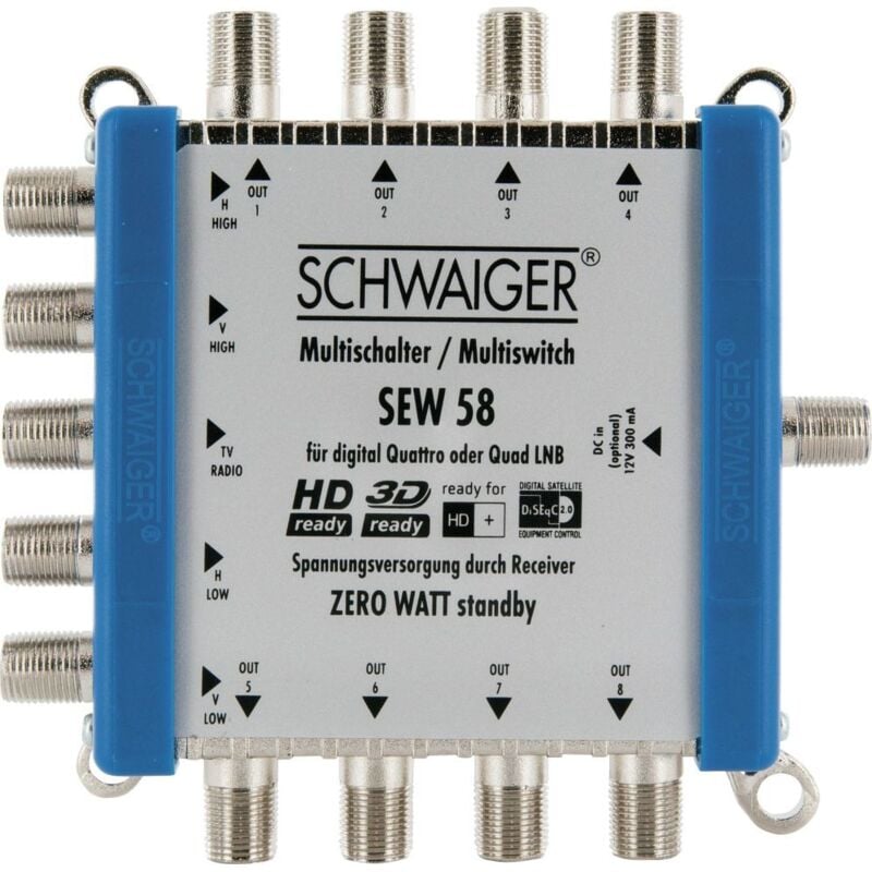 SAT-Multischalter 5-8 SEW58 531 passiv mit 5 Eingängen & 8 Ausgängen Verstärker & Verteiler - Schwaiger