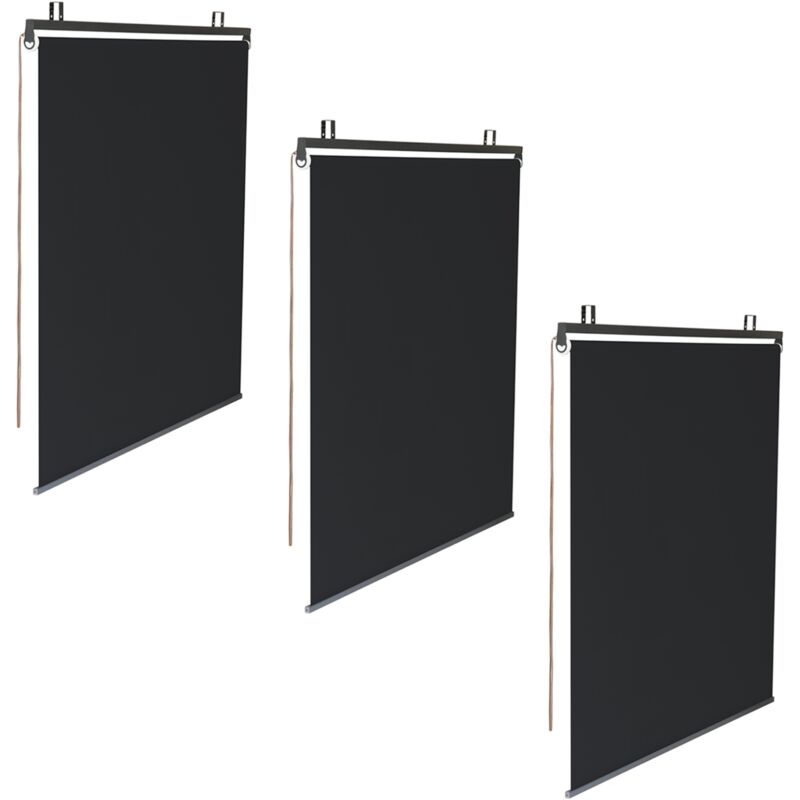 3er-Set Rollos B.124 x h. 225 cm für Pergola schwarz