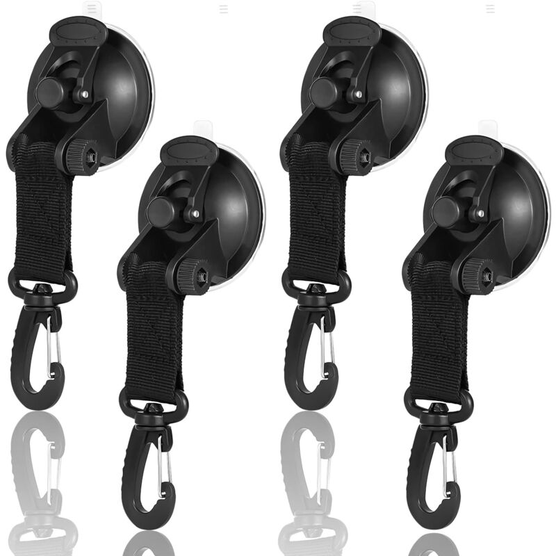 Memkey - Saugnapf-Anker, 4 Stück, Anker-Saugnäpfe, robuster Saugnapf-Anker mit Spannhaken-Befestigung, Saugnapf-Markise für Auto-Seitenzelte,