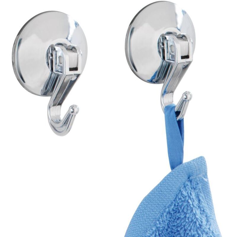 Wand Haken Kleider Garderoben Handtuch Saug 2er Set klein Aufhängen - silber glänzend - Wenko