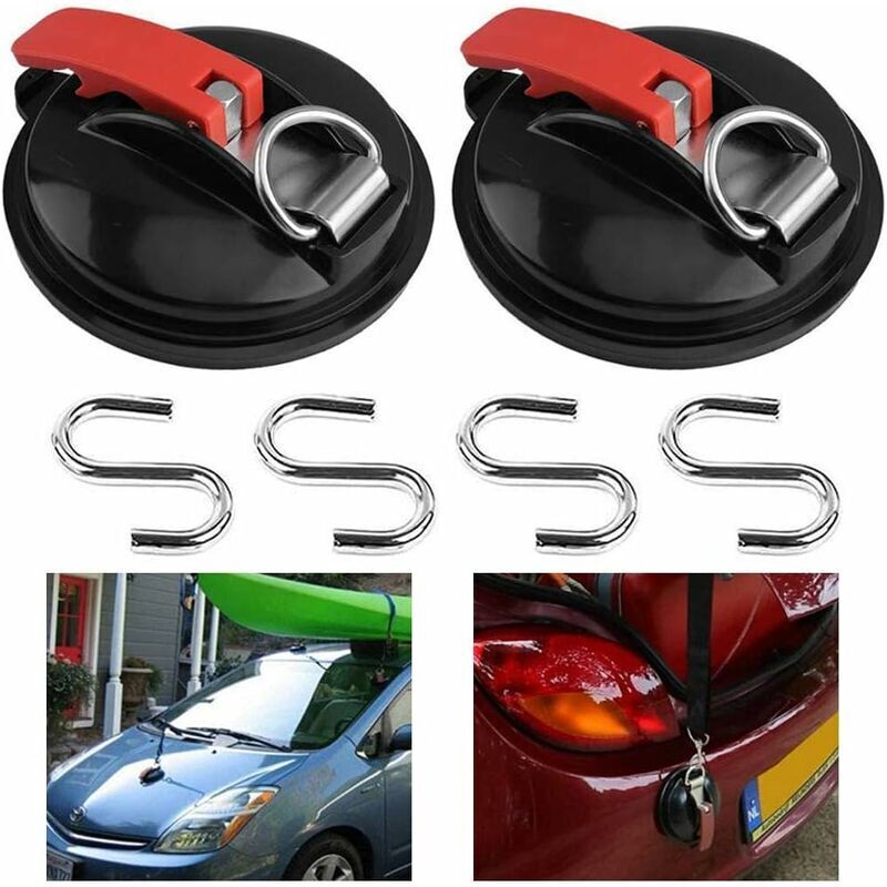 Saugnapf für Autodächer, Gepäckspanner-Saugnapf mit 4 S-Haken für Markisen, Überdachungen, Planen und Fahrzeugabdeckungen – Fei Yu
