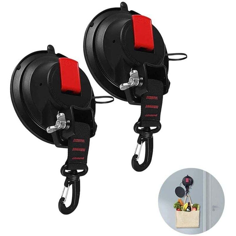 Odipie - Saugnapf mit Befestigungshaken, 2 Stück, Auto-Saugnapf-Haken, Mehrzweck-Anker-Saugnäpfe, für Auto-Seitenmarkise, Boot, Camping, Zelte, Gepäck