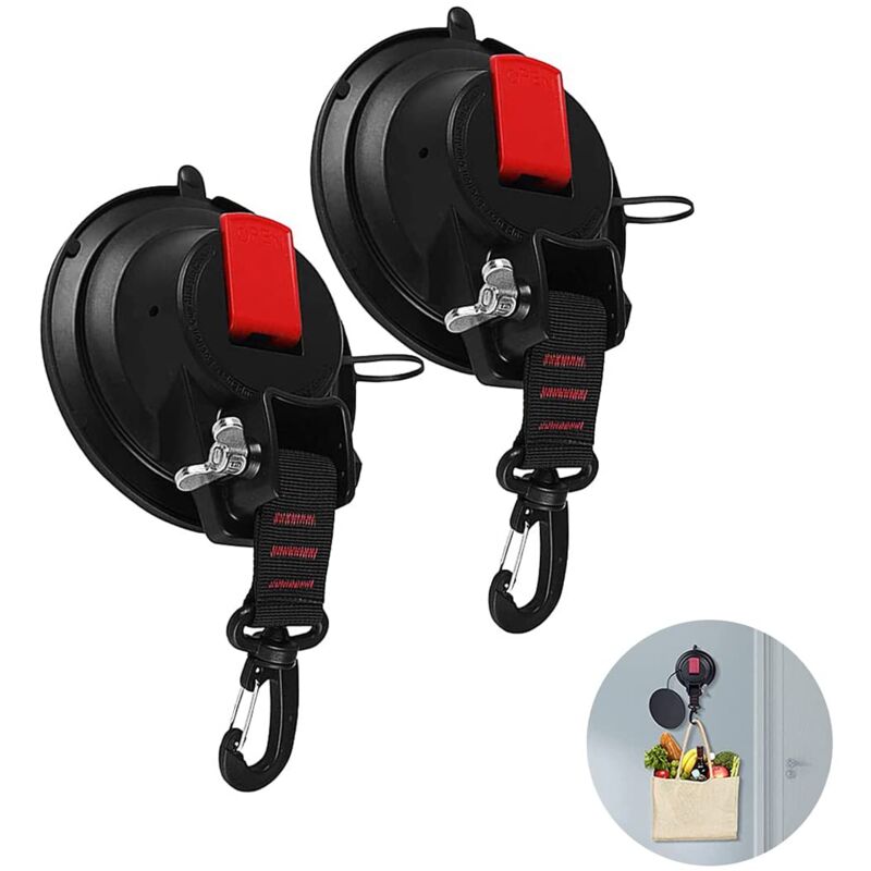 Memkey - Saugnapf mit Befestigungshaken, 2 Stück, Auto-Saugnapf-Haken, Mehrzweck-Anker-Saugnäpfe, für Auto-Seitenmarkise, Boot, Camping, Zelte, Gepäck