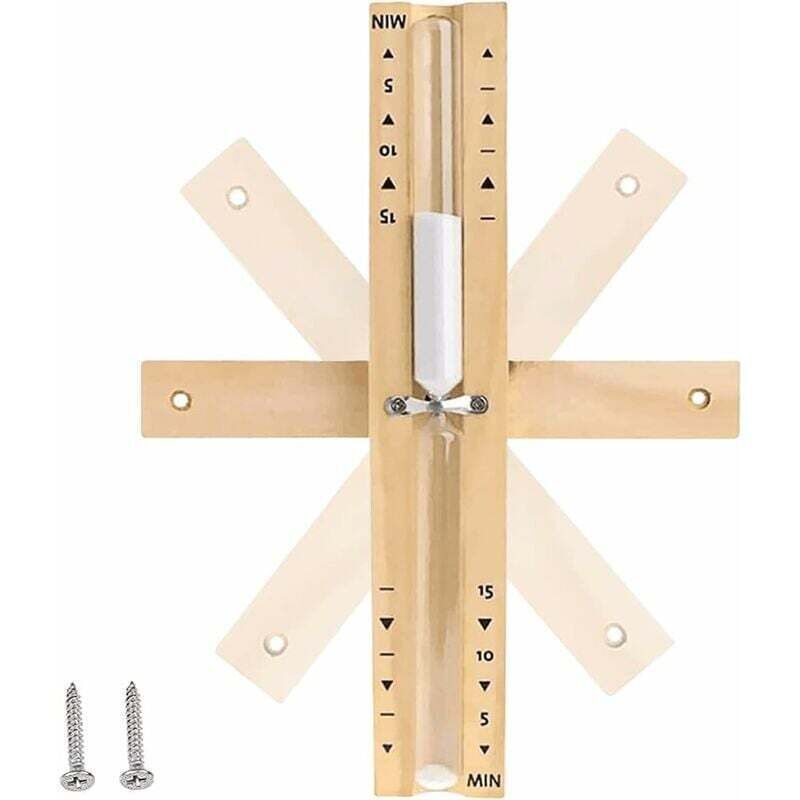 Sauna-Sanduhr, 15-Minuten-Sauna-Sanduhr, Holz-Sanduhr, Sauna-Zubehör mit 2 Schrauben, für Saunen, Dampfbäder, Duschen, weißen Sand...