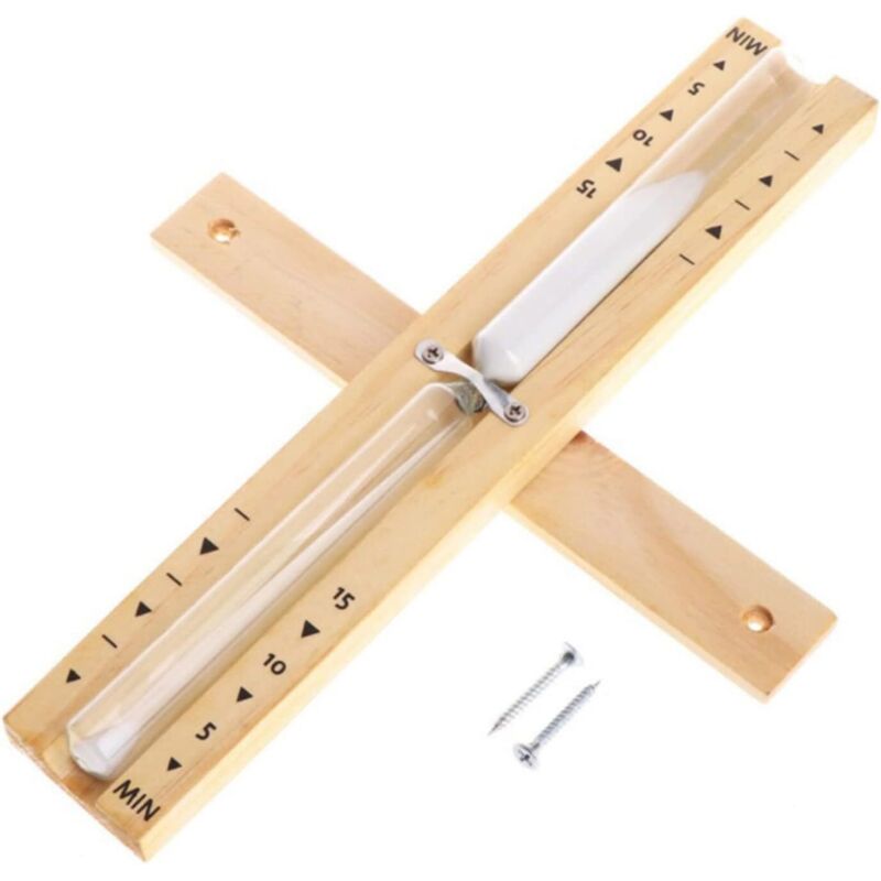 Sauna-Sanduhr, Holz-Sanduhr mit Schrauben, Wandmontierte Holz-Sauna-Sanduhr, Sauna-Zubehör, Geeignet für die Sauna-Zeitmessung (Baisha)