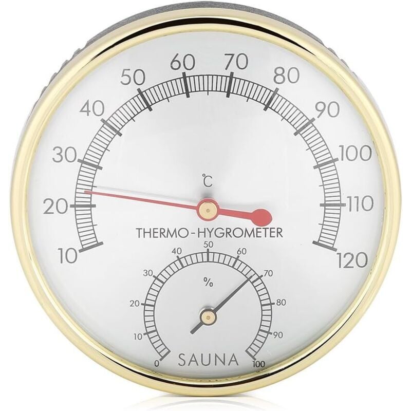 Sauna-Thermometer, Hygrometer-Thermometer mit Metallzifferblatt für den Innenbereich der Sauna