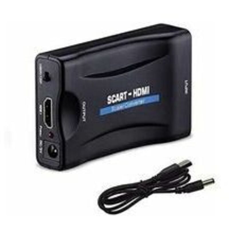 Scart-auf-HDMI-Adapter, 1080p HD-Scart-auf-HDMI-Konverter, kompatibel mit NTSC PAL für Sky HD Blu Ray PS3 TV VCR VHS usw.