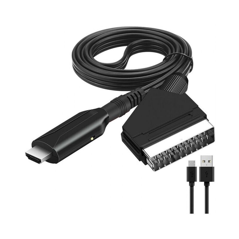 Scart-zu-HDMI-Adapter, Scart-zu-HDMI-Konverter mit HDMI-Kabel, Scart-zu-HDMI-Konverter, für Full-HD-TV 720P/1080P, Audio-Video für Sky Blu-Ray