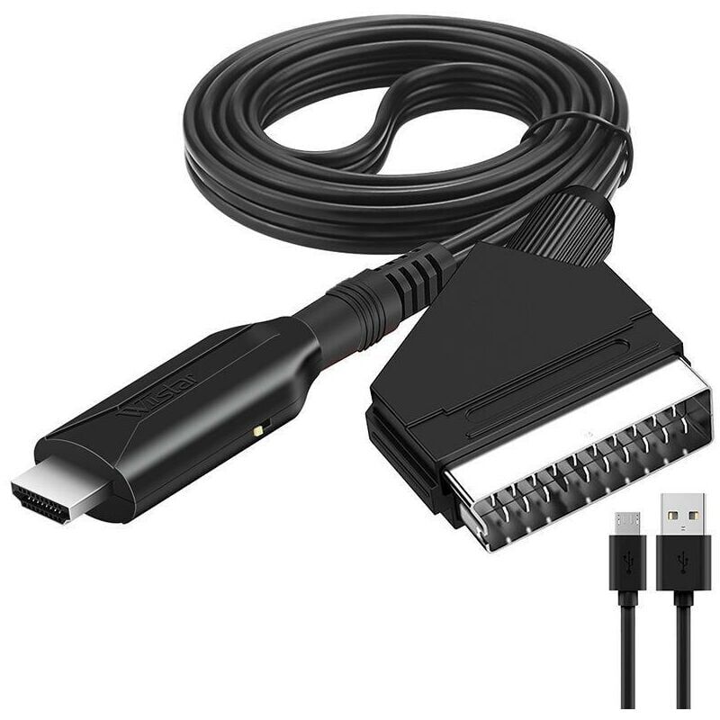 Cyslmuk - SCART-zu-HDMI-Kabel – SCART-zu-HDMI-Adapter – All-in-One-SCART-zu-HDMI 1080p/720p Audio-Video-Konverter