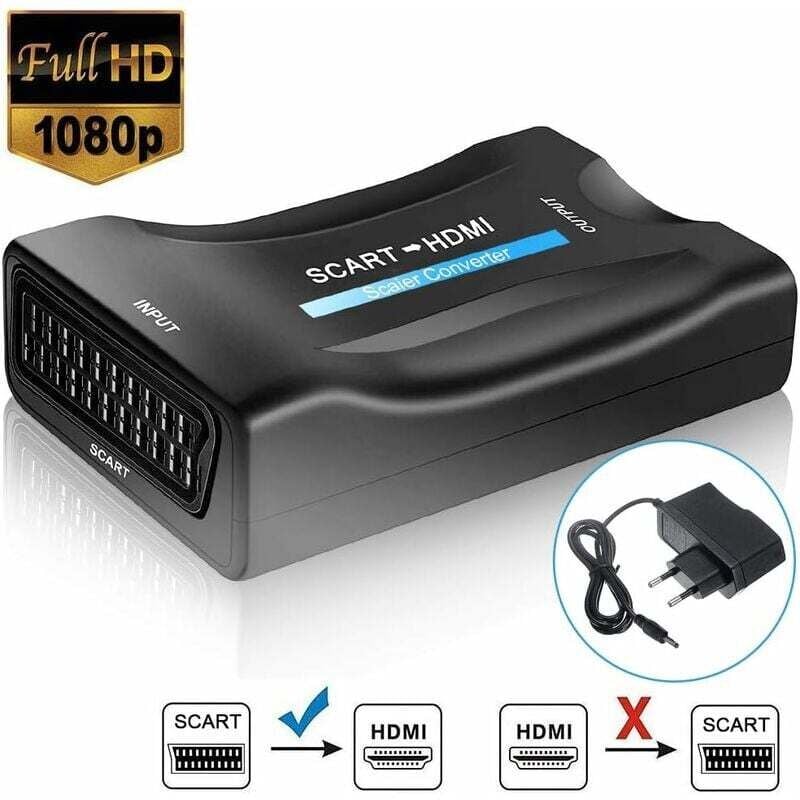 BSR - LaBlanc – Scart-zu-HDMI-Konverter, 1080P/720P, kompatibel mit hdtv stb vhs Xbox PS3 Sky dvd Blu-ray