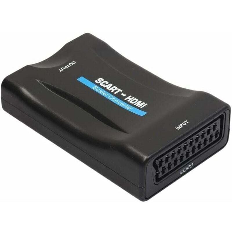 Scart-zu-HDMI-Videokonverteradapter, 1080P HD Scart-zu-HDMI-Konverter, kompatibel mit NTSC PAL für Sky HD Blu Ray PS3 TV VCR VHS usw.