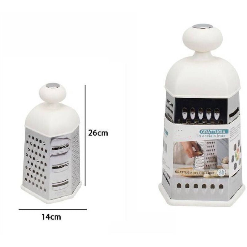 Trade Shop Traesio - Trade Shop - 6-seitige manuelle Reibe aus Edelstahl für Obst, Gemüse und Käse 66342 -
