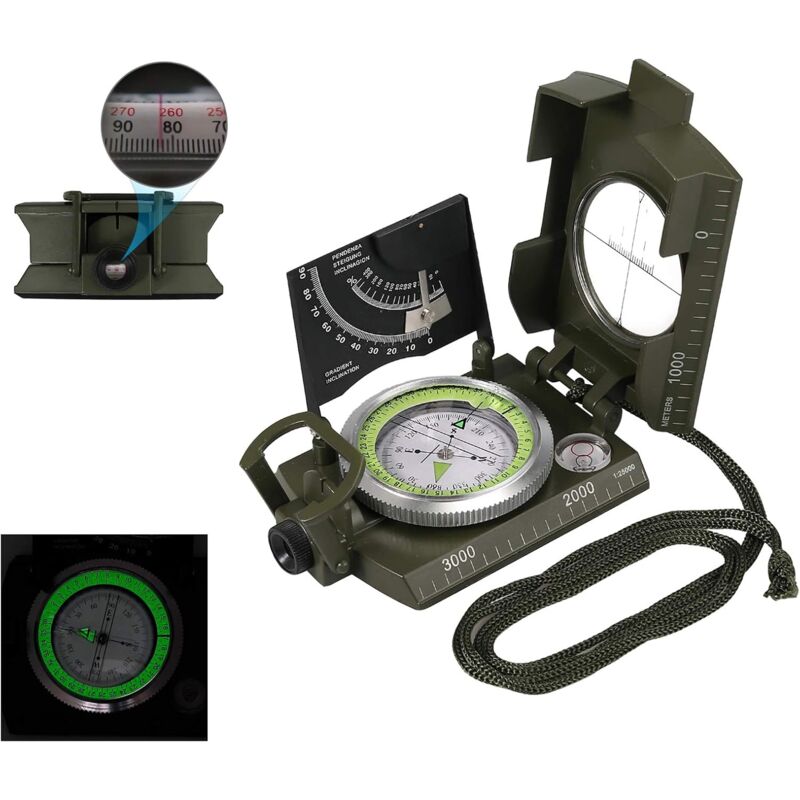 Professioneller Militärkompass aus Metall, wasserdicht, IP65, Zielkompass mit Neigungsmesser und Tragetasche für Camping, Jagd, Wandern, Geologie und