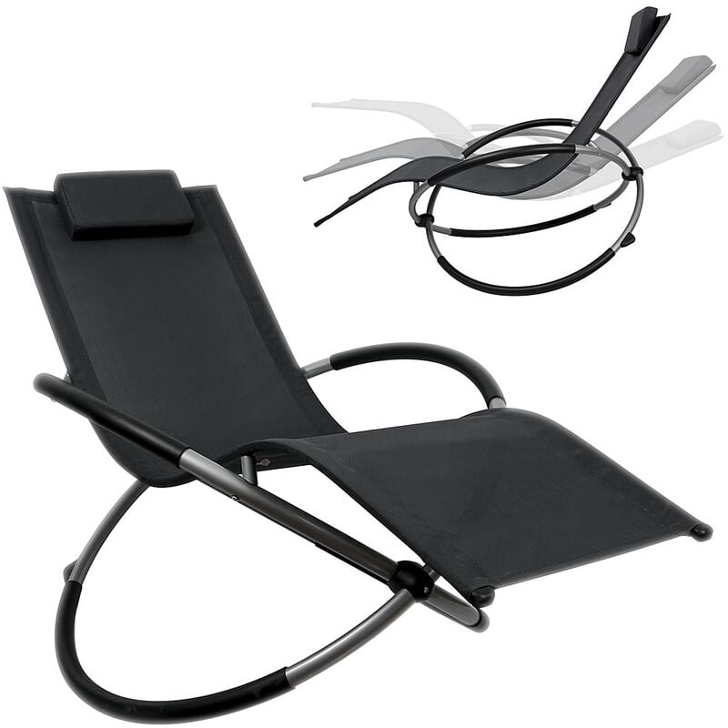 Schaukelliege Sonnenliege Liegestuhl xxl 200kg belastbar in Anthrazit Faltbar Gartenliege Relaxliege Strandliege Schaukelstuhl Balkonliege