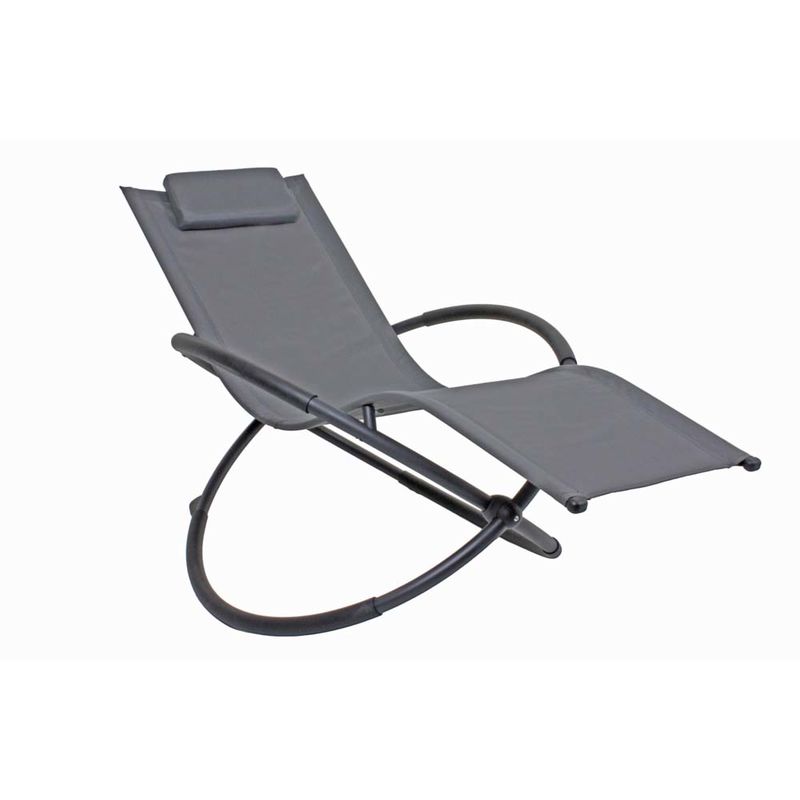 Harms - Schaukel Stuhl Garten Liege Veranda Stahl schwarz Terrasse rund grau Textil Lene