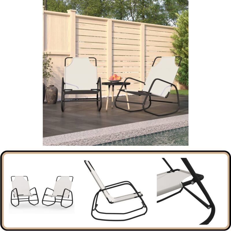Vidaxl - Schaukelliegen 2 Stk. Creme Stahl und Textilene - Gartensaison - Gartenmöbel - Sonnenschirm - Loungemöbel - Outdoor Möbel