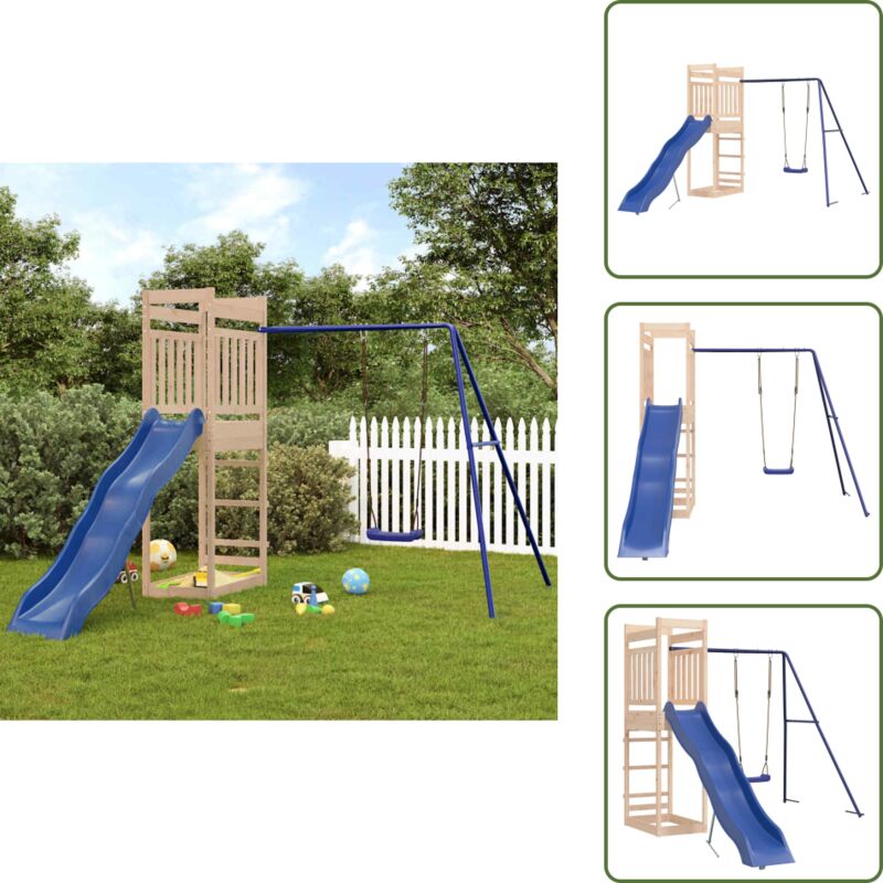 Spielturm Massivholz Kiefer - Holzspielplatz - Spielturm - Kiefernholzspeilplatz - Kinderschwingset - Freispielgerät