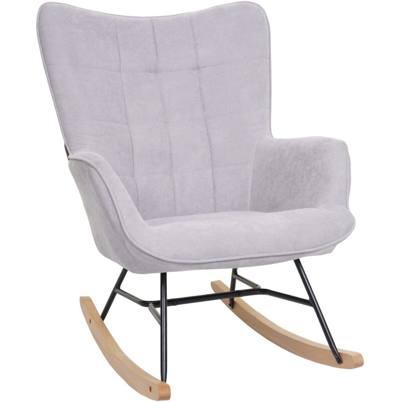 Schaukelstuhl HHG 752, Schwingstuhl Relaxsessel Fernsehsessel, Stoff/Textil öko-tex grau
