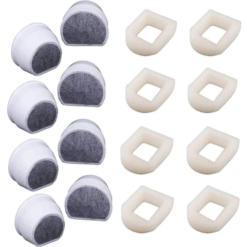Schaumstoff-Vorfilter und Kohlefilter für Katzenbrunnen, kompatibel mit dem INOX 360 Avalon Pagoda Brunnen und Haustierbrunnenfilter (16er-Packung)