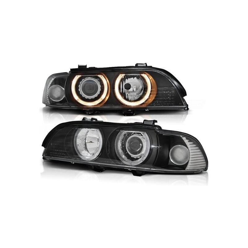 Scheinwerfer Dual Halo Felgen BMW E39 09 95-06 03 ANGEL EYES H7/H7 SCHWARZ