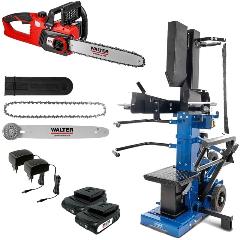 Scheppach 15t Holzspalter 400V + Walter Akku-Kettensäge 40V inkl. Akku/Ladegerät