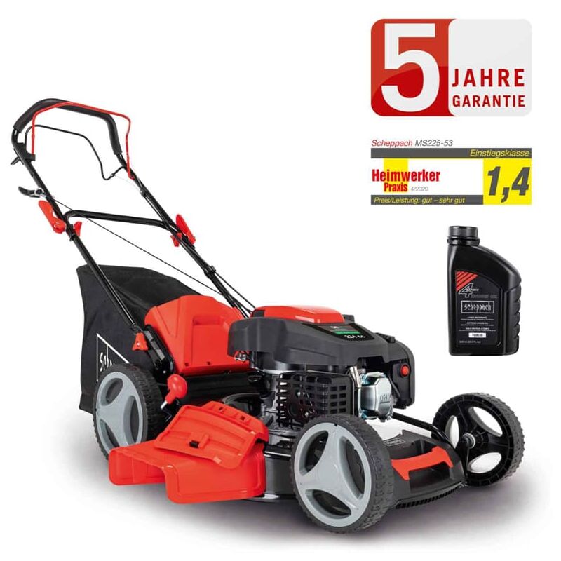 Scheppach Benzin Rasenmäher MS225-53 6PS 6in1 mit Antrieb Breite 53cm 0,6 L Öl