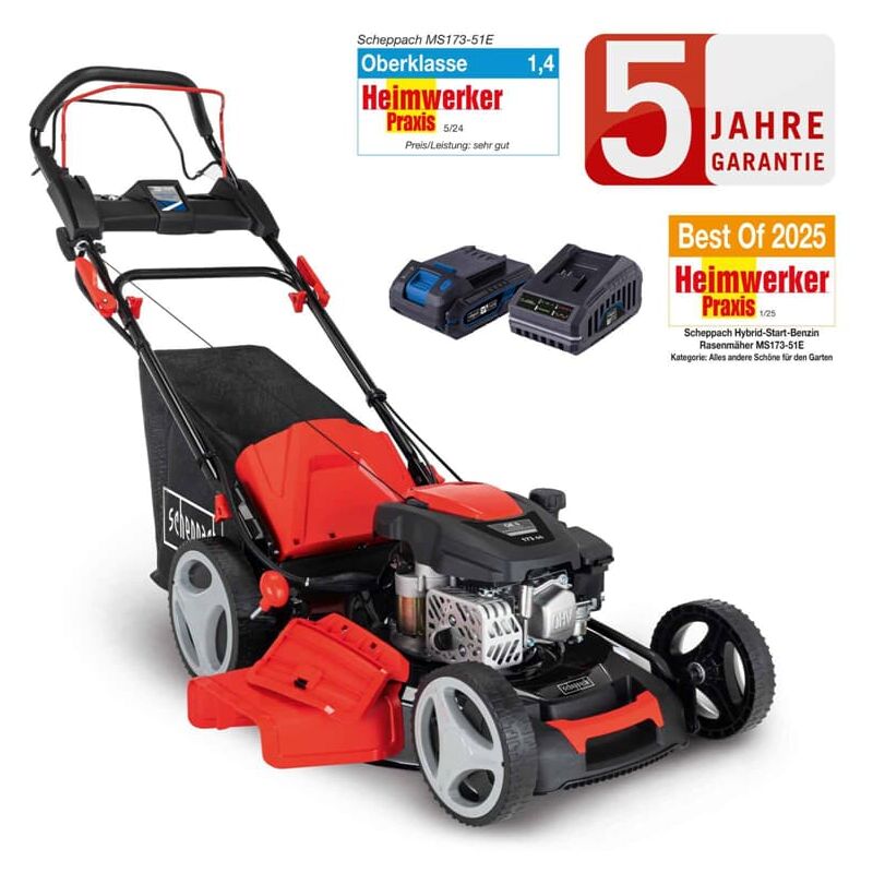 Scheppach - Benzin Rasenmäher MS173-51E 4,1PS Antrieb Hybrid-Start 51cm