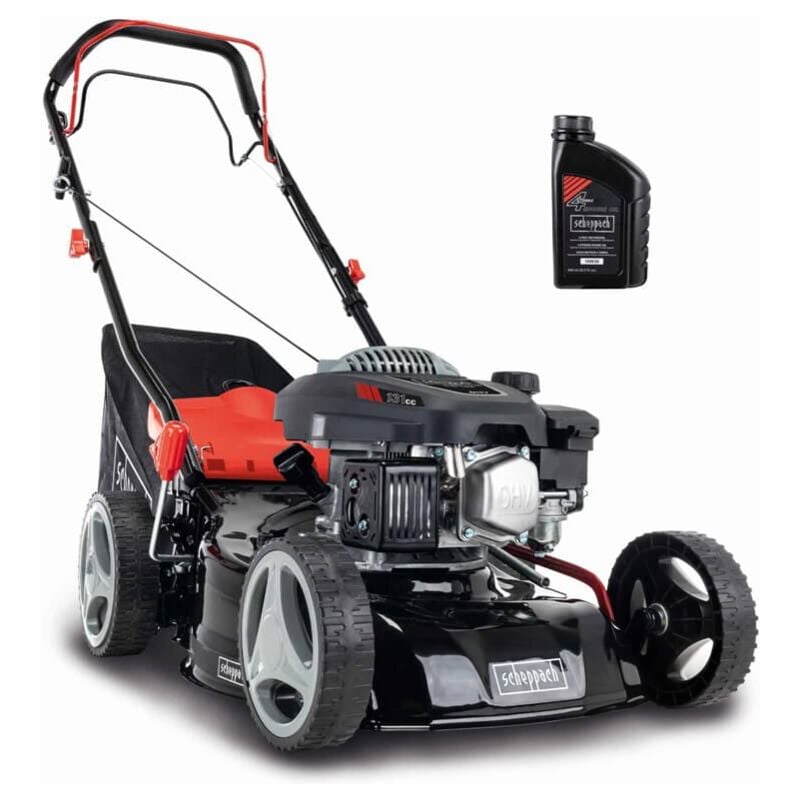 Scheppach Benzin Rasenmäher RM420A 3,3PS 5in1 mit Antrieb Breite 42cm 0,6 L Öl