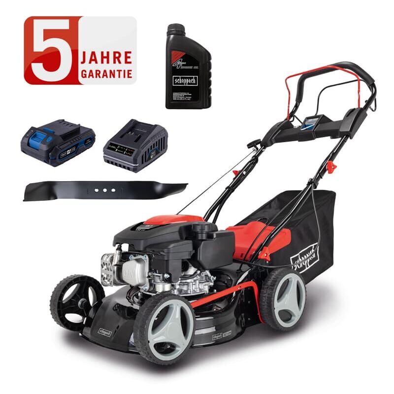 Scheppach - Benzin Rasenmäher RM420AE 3,5PS + Öl Antrieb + Hybridstart + 2.Messer