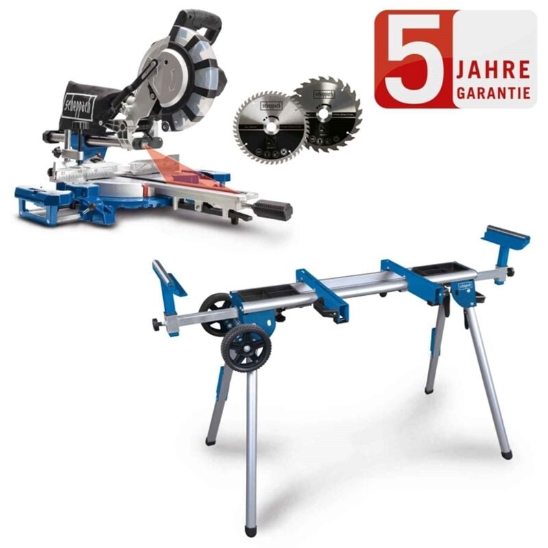 Kapp und Gehrungssäge HM216SPX Zugsäge 2.Sägeblatt Set mit UG200 - Scheppach