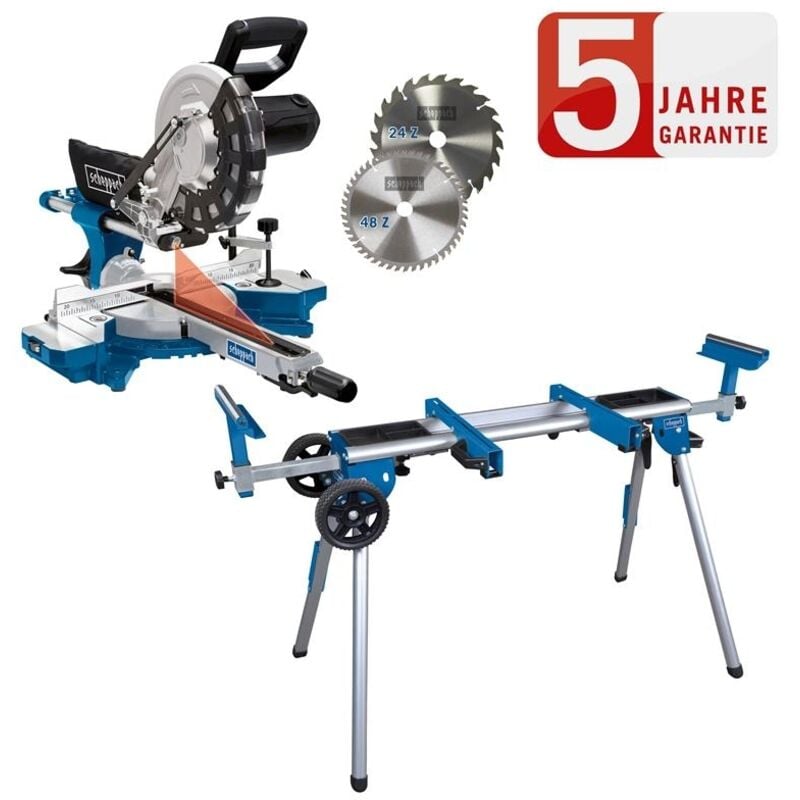 Kapp und Gehrungssäge HM140L Zugsäge Säge 2.Sägeblatt Set mit UG200 - Scheppach