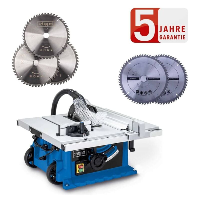 Scheppach - Tischkreissäge HS105 Profi Gerät 2000W 75mm zusätzliche 4 Sägeblätter