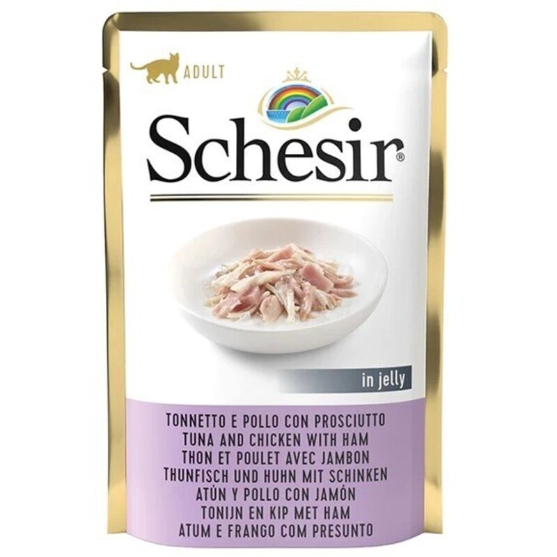 Agras Pet Foods Schesir Adult - Thunfisch, Huhn und Schinken - Nassfutter für erwachsene Katzen