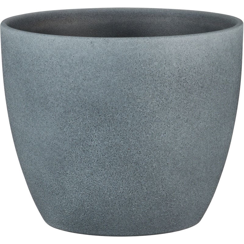 Scheurich - Stone, Blumentopf aus Keramik, Farbe: Dark Stone, 25 cm Durchmesser, 22,5 cm hoch, 8 l Vol.
