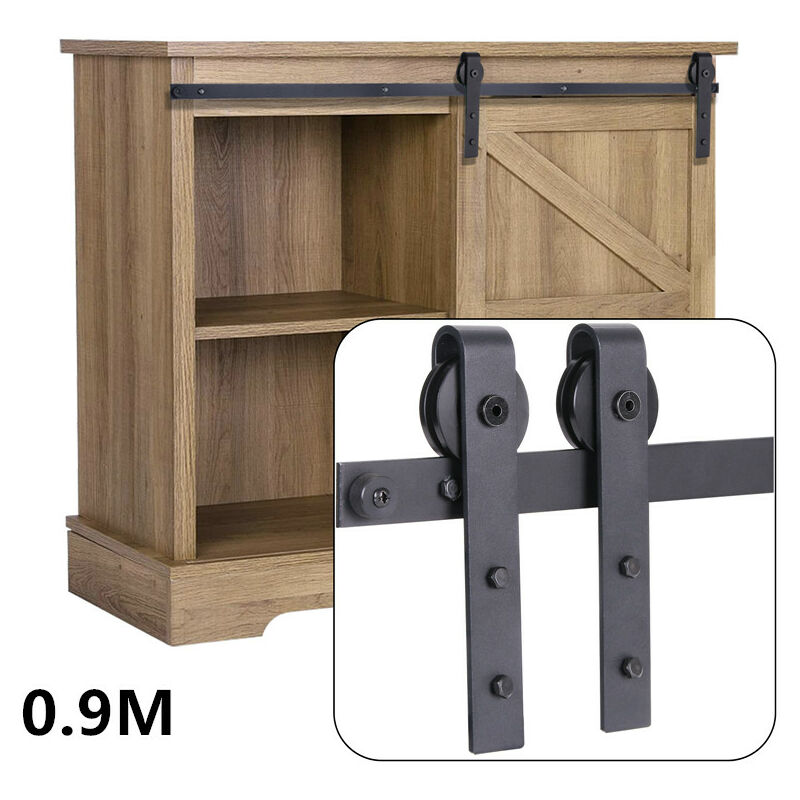 Schiebetürbeschlag j Formwalze Mini Schwerlast Schiebetürsystem Set für Schrank tv Ständer Schrank Schwarz 90cm