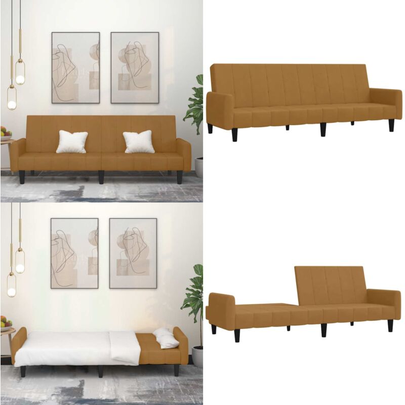 Schlafsofa 2-Sitzer Braun Samt - Samtsofa - Schlafsofa - Gästebett - Wohnzimmersofa - Couch - Home & Living