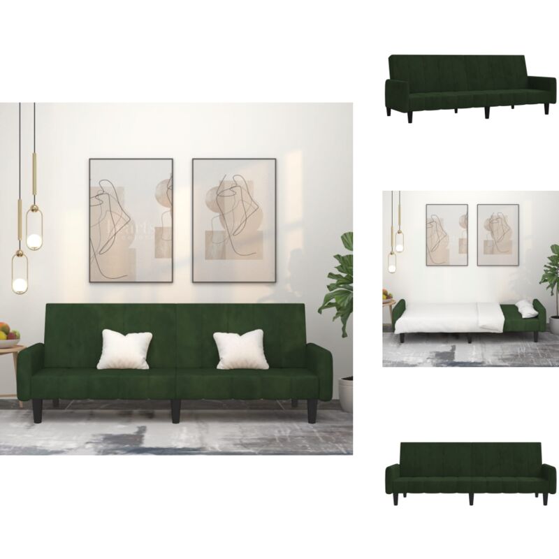 Schlafsofa 2-Sitzer Dunkelgrün Samt - Samtsofa - Schlafsofa - Gästebett - Wohnzimmersofa - Kleines Sofa