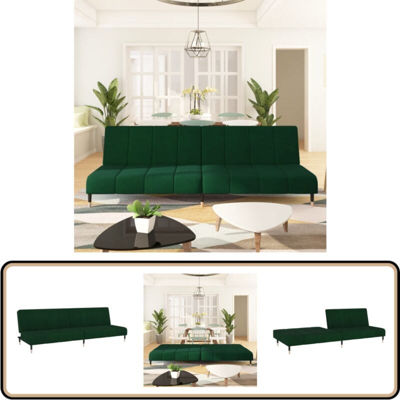 Schlafsofa 2-Sitzer Dunkelgrün Samt - Samtsofa - Schlafsofa - Gästebett - Wohnzimmersofa - Tagesbett
