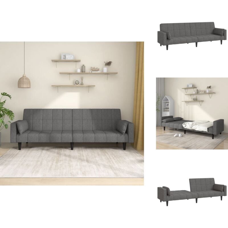 Schlafsofa 2-Sitzer mit 2 Kissen Hellgrau Stoff - Schlafsofa - Couchsofa - Gästebett - Wohnzimmereinrichtung - Kleines Sofa