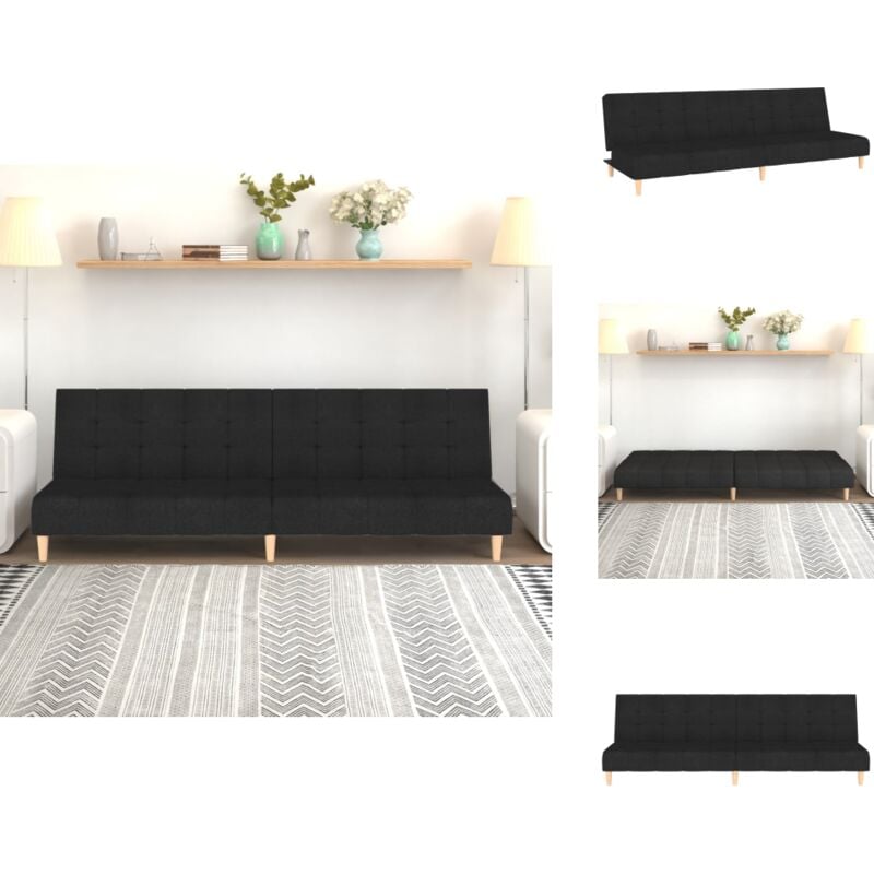 Schlafsofa 2-Sitzer Schwarz Stoff - Schlafsofa - 2-Sitzer Sofa - Gästebett - Wohnraum Möbel - Couch
