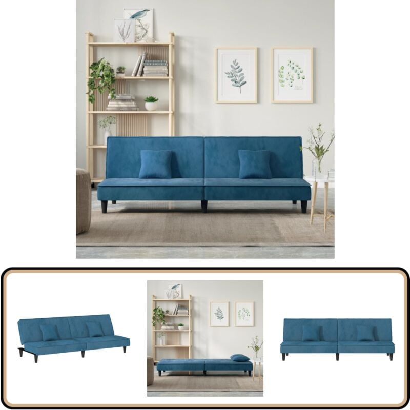 Schlafsofa Blau Samt - Samtsofa - Schlafsofa - Gästebett - Wohnzimmersofa - Sofa Blau